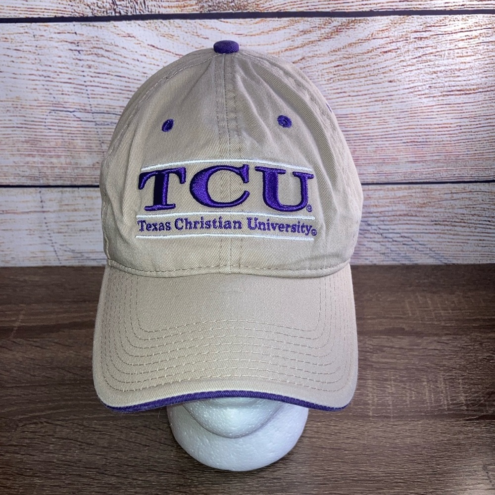 Vintage The Game 90s Texas Christian University Split Bar Strapback Hat EUC
